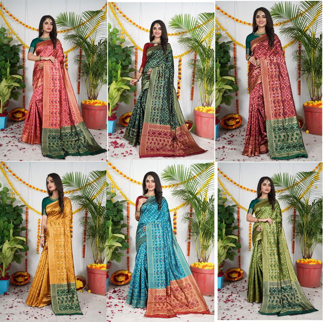  Bandhani  Patola Saree By Dhruvi Designer Pure Lichi Soft Silk Saree Catalog